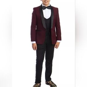 Perry Ellis Boy's 5 Piece Slim Fit Shawl Tuxedo Set Size 10